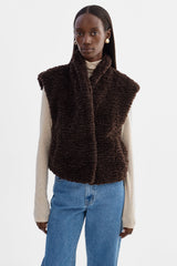 Dua Reversible Sherpa Vest - Dark Brown
