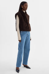 Dua Reversible Sherpa Vest - Dark Brown