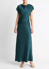 Draped Cowl Cap Slv Dress
