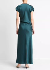 Draped Cowl Cap Slv Dress