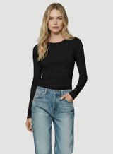 Soft Touch Long Sleeve Crewneck T-Shirt - Noir