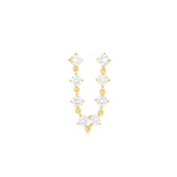 Prong Set Double Chain Stud Earring - Single