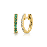 Reversible Diamond & Emerald Mini Huggie Earring - Single