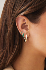 Reversible Diamond & Emerald Mini Huggie Earring - Single
