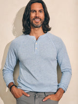 Long Sleeve Cloud Henley - Light Blue Heather