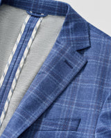 Donington Plaid Knit Sport Coat - Lapis