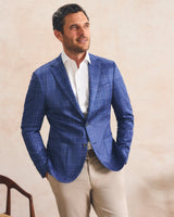 Donington Plaid Knit Sport Coat - Lapis