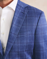 Donington Plaid Knit Sport Coat - Lapis