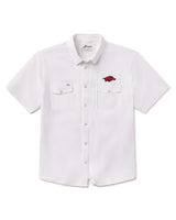 Arkansas Tailgater Short Sleeve Snap Shirt - White