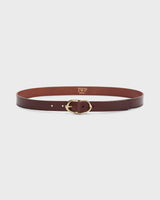 TWP Narrow Leather Belt - Bourbon/Antique Light Gold