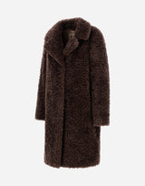 Herno Curly Faux Fur Coat - Dark Brown