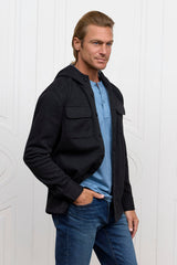 The Barrett Hooded Shirt Jacket - Black