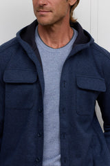 The Barrett Hooded Shirt Jacket - Navy