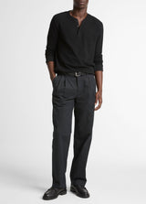 Jacquard Rib L/S Henley - Oak Hall