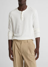 Jacquard Rib L/S Henley - Oak Hall