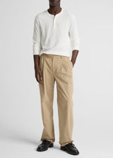 Jacquard Rib L/S Henley - Oak Hall