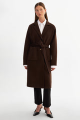 La Marque Katie Reversible Wool Coat - Dark Brown/Black