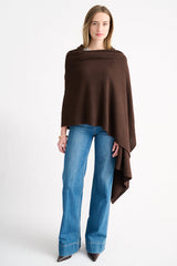 Kinross Cashmere Garter Trim Travel Wrap - Chocolate