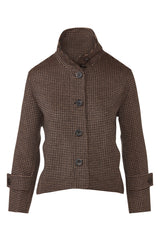 Houndstooth Button Mock Coat - Black Multi