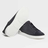 Triple Stitch Grained Leather Sneaker - Oak Hall