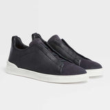 Triple Stitch Grained Leather Sneaker - Oak Hall