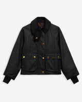 Barbour Cropped Beadnell Waxed Jacket - Black/Classic