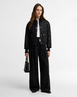 Barbour Cropped Beadnell Waxed Jacket - Black/Classic
