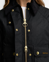 Barbour Cropped Beadnell Waxed Jacket - Black/Classic