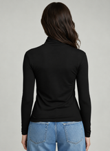 Soft Touch Crop Long Sleeve Mock Neck - Noir