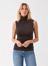 Soft Touch Sleeveless Turtleneck - Chocolate Mousse