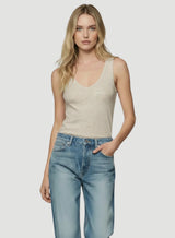 Soft Touch V-Neck Tank - Ecru Chine