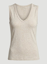 Soft Touch V-Neck Tank - Ecru Chine
