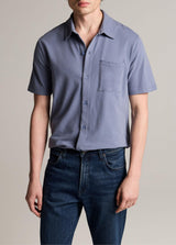 Sueded Jersey Short Sleeve Button Down - Oak Hall