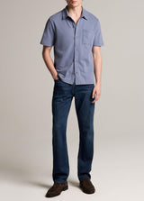 Sueded Jersey Short Sleeve Button Down - Oak Hall