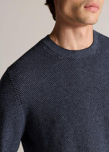 Vince Geo Jacquard Long Sleeve Crew - Coastal Blue/Dark Windmill