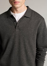 Heathered Dbl Face Long Sleeve Polo