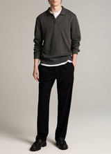 Heathered Dbl Face Long Sleeve Polo