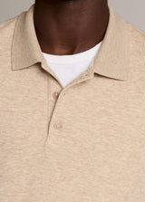 Heathered Dbl Face Long Sleeve Polo