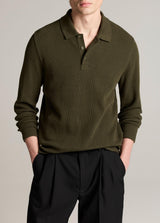 Variegated Texture Long Sleeve Polo