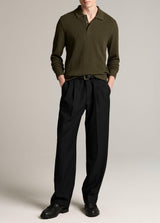 Variegated Texture Long Sleeve Polo