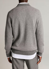 Dbl Knit Herringbone Long Sleeve Polo