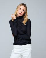 Majestic Filatures Stretch Cashmere Long Sleeve Turtleneck - Noir