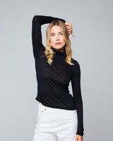 Majestic Filatures Stretch Cashmere Long Sleeve Turtleneck - Noir