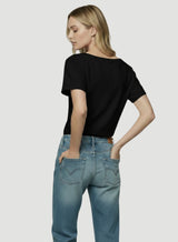 Supima Cotton Semi Relaxed Short Sleeve Crewneck T-Shirt - Noir