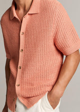 Crochet Short Sleeve Button Down