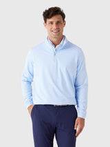 Perth Sugar Stripe Performance Quarter-Zip - Cottage Blue/White