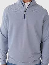 Perth Sugar Stripe Performance Quarter-Zip - Navy/White