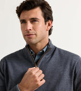 Peter Millar Autumn Crest Suede Trim Quarter-Zip Charcoal