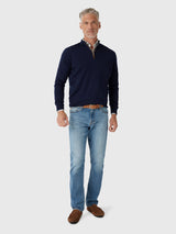 Autumn Crest Suede Trim Quarter-Zip - Navy