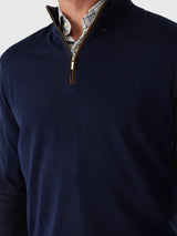 Autumn Crest Suede Trim Quarter-Zip - Navy